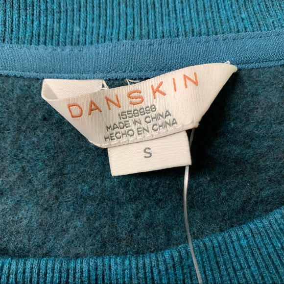 Danskin Teal Oversized Crewneck Pullover Kangaroo Pocket Sweatshirt Size Small - Picture 5 of 8